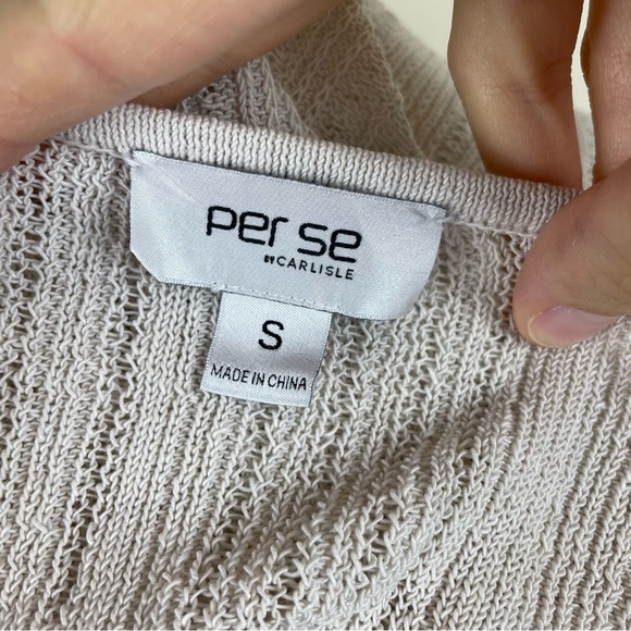 Per Se By Carlisle Linen Blend Cream White Red Stripe Short Sleeve Top Women - Picture 2 of 5